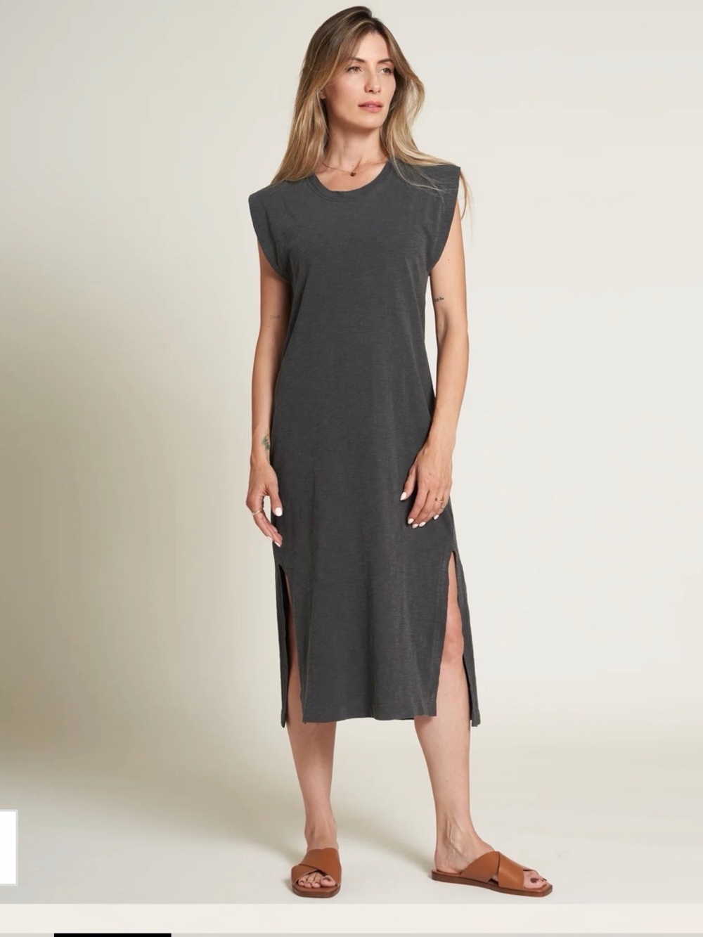 Rowan Georgia Slub Muscle Tank Dress Size Small Faded Black XS